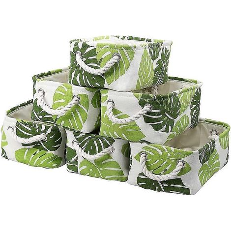 6-pack Petit panier de rangement Tissu Boîte de rangement pour vêtements Panier de rangement décoratif avec cordon main (1/5)