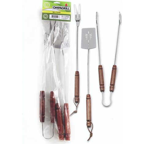 Ompagrill 03550 Ensemble pinces à fourchette et spatule pour barbecue