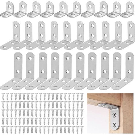 30 équerres renforcées avec 100 vis, équerre à 90°, 20/40/50 mm, équerre en L, métal (1/5)
