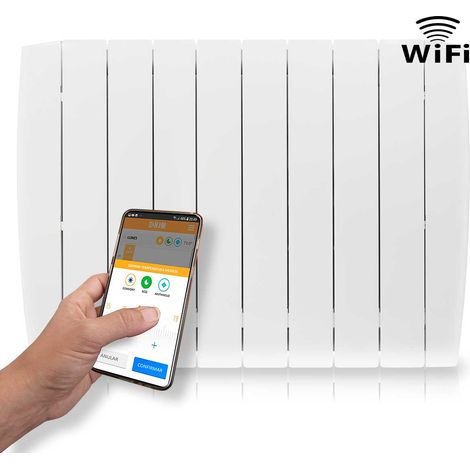 HJM Emisor Térmico Cerámico Bajo Consumo OPTIMA 1250 WiFi, Programación 24/7, Funciones Ahorro, Comandos de VOZ, 1250W, Blanco