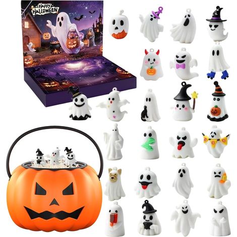 Calendrier de l'Avent Halloween  24 Figurines de Fantômes Mignonnes  Calendrier de l'Avent Halloween Compte à Rebours  pour Adultes Étudiants Classe Prix Faveurs de Fête Décoration Maison (1/5)