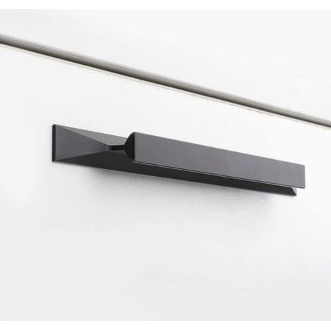 Lot de 5 poignées de meuble noir en alliage d'aluminium Entraxe 128mm Finition mate Vis incluses 25mm et 57mm (1/4)