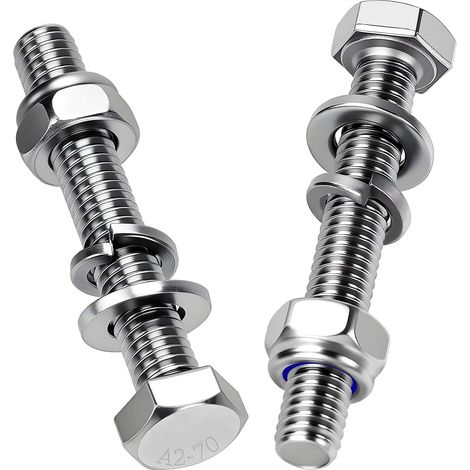 10 Pièces Boulons à Tête Hexagonale M10x80 mm Boulon Inox A2 V2A Vis et Boulon DIN 933 Vis à Métaux avec Écrous Rondelles pour Meubles Auto Vélos Bateaux Impression 3D Moto (1/5)