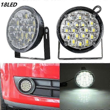 Stück DC 12V 18 LED DRL Runde Auto-Nebelscheinwerfer Fahr-Tagfahrlicht Weiße Edition 0820