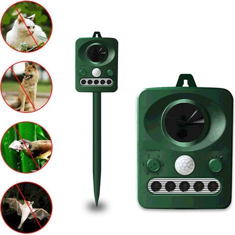 Solar-Ultraschall-Vogelabwehr für den Außenbereich, Dual-Solar- und USB-Aufladung, wasserdichtes Design, eingebauter Akku, Grasgrün