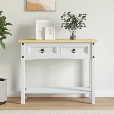 Table console-Table d'entrée Gamme Corona Pin mexicain Blanc 90x34,5x73 cm (1/5)