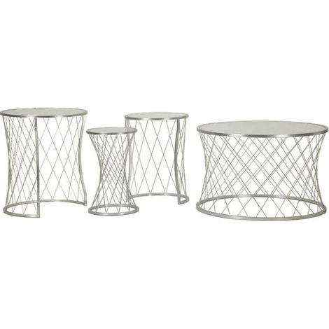 Satz niedrige Tische mauro ferretti silber 70 cm Glas