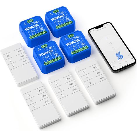 Module Volet Roulant Connecté avec Télécommande RF, Module WiFi pour Rideau Stores Compatible avec Google Home pour Contrôle en Pourcentage, Télécommande Appairée (4) (1/5)