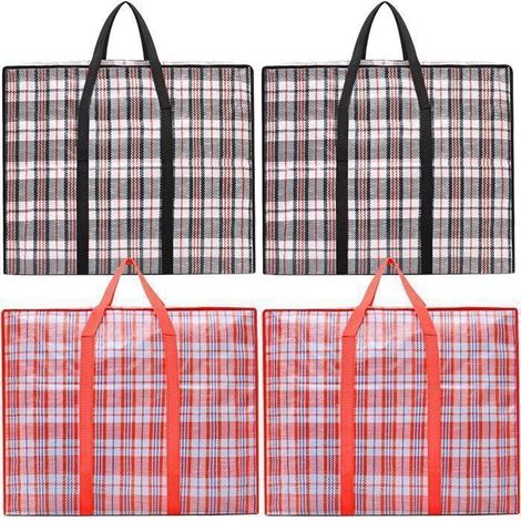 Lot de 4 Sacs de Déménagement Grand Réutilisable avec Fermeture à Glissière et Poignées, Sac Rangement Vêtement HOUSSE DE RANGEMENT (1/5)