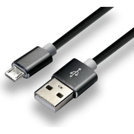 Câble Micro USB - Silicone Noir - 1 Mètre - Charge Rapide 2,4 A - Transfert Données USB 2.0