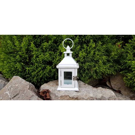 BONTURI CASA HOME DECORATION Lanterna Legno Mini H 19,5 Cm 10 x 10 Cm White Top Metall