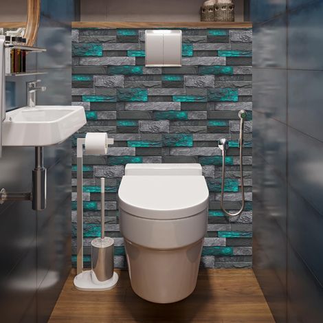 Lot de 24 autocollants muraux imperméables en vinyle pour cuisine et salle de bain Effet brique 30 x 15 cm