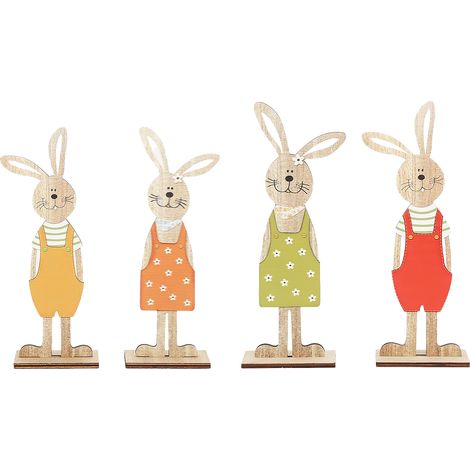 4 pcs Décoration lapin, bois pastel, support robuste, intérieur bureau, cadeau Pâques (1/5)
