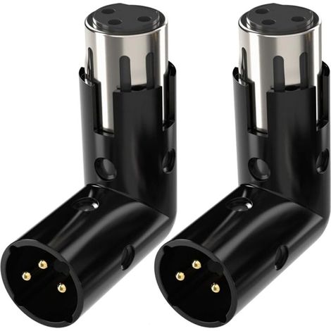 2 pièces adaptateur xlr à angle droit mâle et femelle réglable, convertisseur adaptateur coude 3 broches xlr à 90 degrés