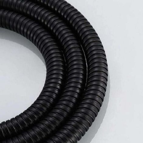 Tuyau de douche - - Acier inoxydable noir - Flexible 2m - Raccords de pommeau - Résistant à la corrosion (1/4)