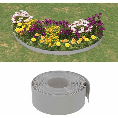 Rasenkanten 4 Stk. Grau 10 m 20 cm Polyethylen