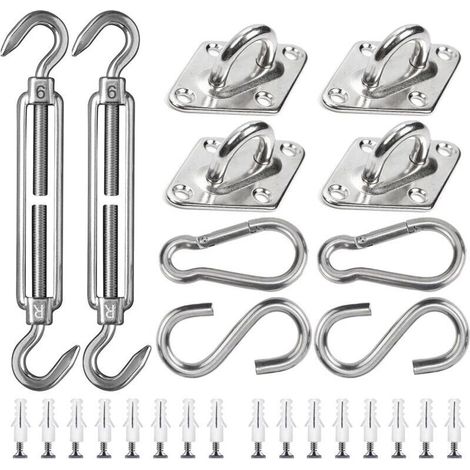 M6 Kit de Fixation pour Voile D'ombrage 42 Pièces de Matériel en Acier Inoxydable pour Installation de Voile d'ombrage Rectangulaire et Triangulaire (1/5)