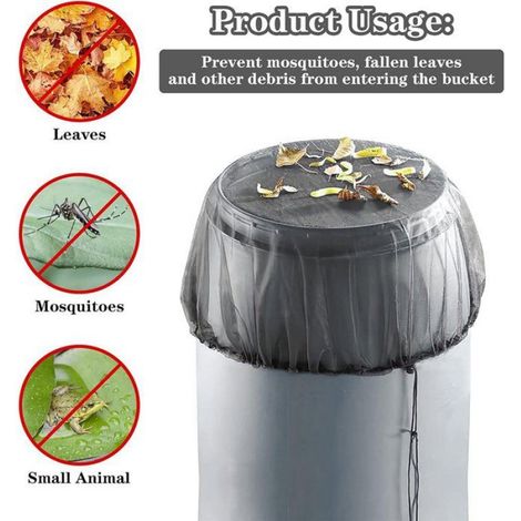 2 Pièces Filet de récupération d'eau de pluie, Maille polyester, Cordon de serrage, Anti-débris, Pour baril et seau de jardin (1/4)