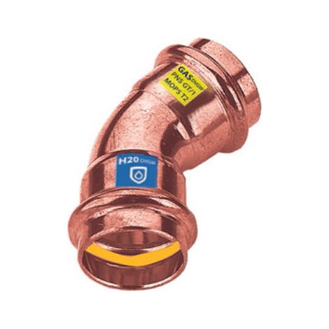 CURVA IN RAME A PRESSARE  45  ° FF ACQUA/GAS- Diam. 18- FRABO- pezzi 1