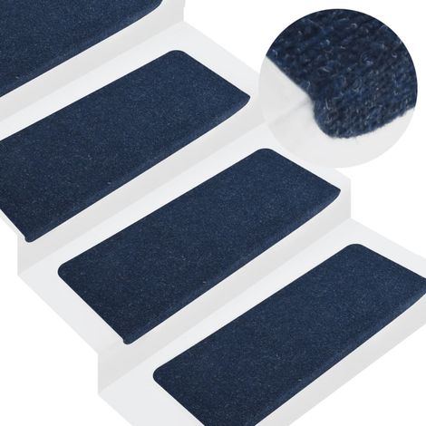 15 pcs Tapis d'escalier auto-adhésif, Tapis de marches, Marchettes D'escalier 65x24,5x3,5 cm Bleu MKS96037 (1/5)