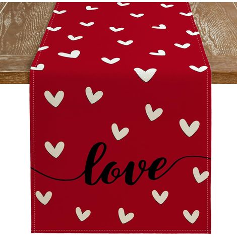 Runner De Table - 36 X 13 Pouces - Polyester - Pour Décoration De Saint-Valentin Intérieur Et Extérieur - 1 Pièce (1/4)