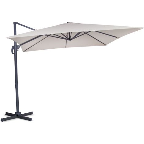 VONROC Freitragender Premium Sonnenschirm Pisogne 300x300cm – Robuster Sonnenschirm – Um 360° drehbar – Neigbar – UV-beständiges Segeltuch – Beige – Inklusive Schutzhülle