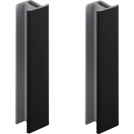 2x jonction de plinthe 120mm finition noir brillant cuisine raccord connecteur pied de meuble profil PVC plastique (1/3)