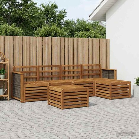 vidaXL  Outdoor Sofa Set  6 pcs Natural