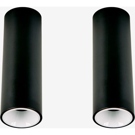 SKLUM Pack mit 2 runden LED-Deckenaufbauleuchten Ø4 cm aus Aluminium Luisiana Schwarz – Weiss (1/5)