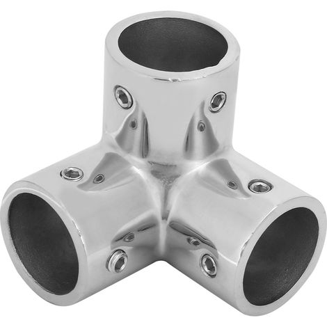 3-Way Stainless Steel Corner Pipe Fitting Tube Connector Side Outlet Elbow 1 Inch (1/5)