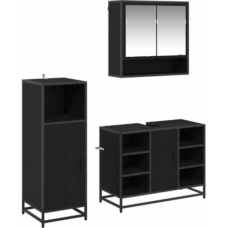 Maison Exclusive - Badezimmermöbel-Set 3 pcs Schwarz Eichen-Optik
