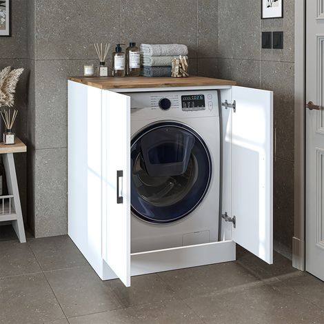 Roomart ATLANTIC-II Waschmaschinenschrank 70 cm, Weiß-Eiche