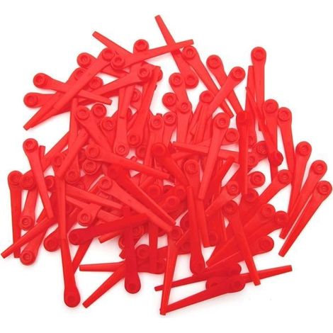 Lot de 100 lames de rechange en plastique pour tondeuse à gazon Gardena 9823 9825 70 mm, Rouge