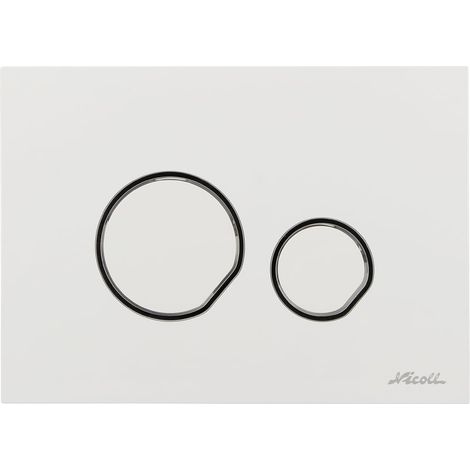 Plaque de déclenchement DUO - double débit - Blanc, bague chromé brillant - Nicoll (1/4)