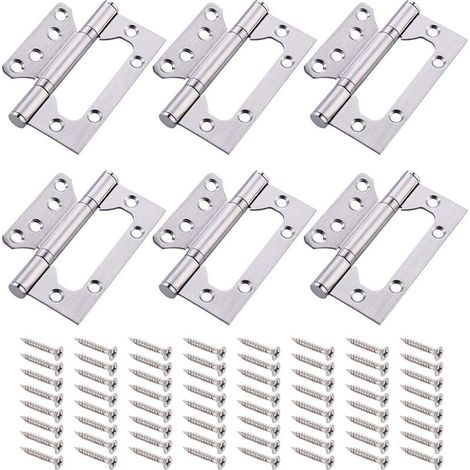 6 Pcs Stainless Steel Door Hinge Ball Bearing Furniture Hinges with Screws (1/5)