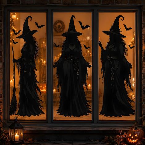 Halloween-Dekoration – Hexen-Fensteraufkleber, perfekt für die Dekoration einer Halloween-Party (1/5)