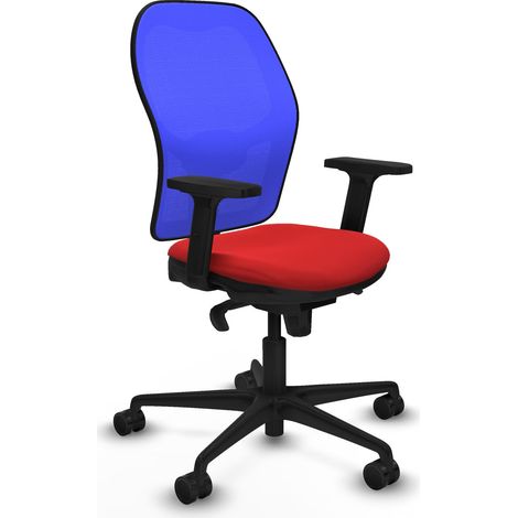 Jorquera sincro malla azul similpiel rojo brazos 2D base nailon ruedas 65mm nailon (1/5)