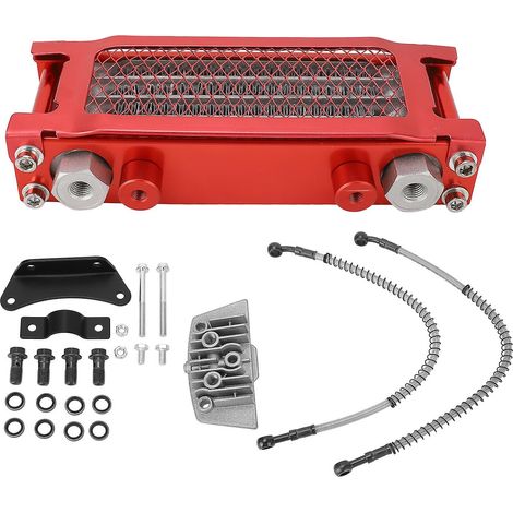 Kit refroidisseur d'huile moto en aluminium à 4 rangées, haute efficacité, compatible avec les motos Monkey 50cc à 110cc (rouge). (1/5)