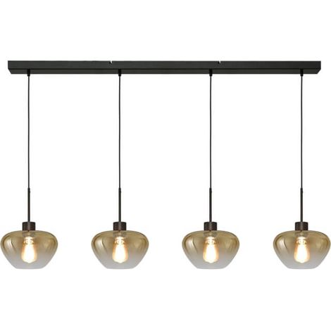 Suspension 4 lumières Genua noir avec verre doré Ø 24cm - 2971-05-05-130-4-24 (1/3)
