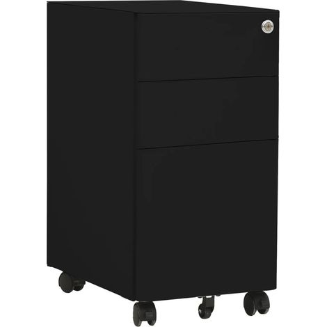 Aktenschrank mit Rollen Schwarz 30x45x59 cm Stahl