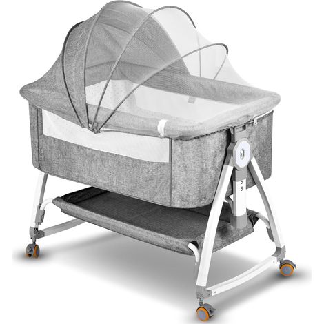 Lit Cododo Bébé,3-1 Berceau Bébé Cododo Altezza e Inclinazione Regolabili in 6 Posizioni, 4 Ruote Bloccabili Con Materassi Morbidi Berceau Bébé Compatibile Con Un'ampia Gamma di Tipi di Letto (1/5)