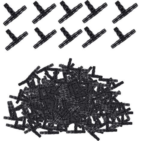 Lot de 100 raccords coudés en T pour irrigation goutte à goutte 1/4 pouces (1/5)