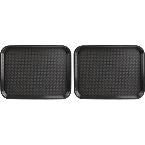 Grand Plateau en Plastique Noir pour Restauration Rapide 450 mm, Plateau de Service pour Restaurants, hôtels et traiteurs P507 Lot de 2 (1/5)