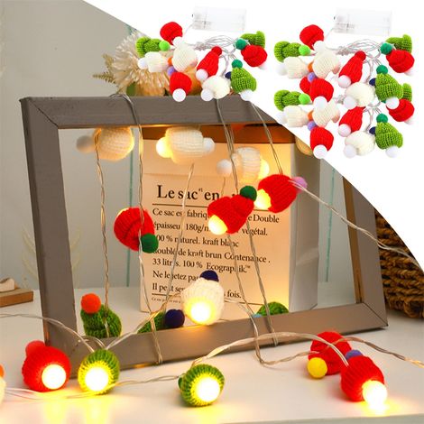 Guirlande Lumineuse Chapeau De Père Noël - 150 cm - 10 ou 20 Lumières LED - Pour Fête De Noël Intérieure Extérieure - 1 Pièce (1/5)