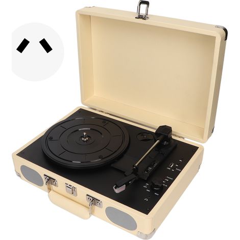 Tourne-disque Bluetooth avec 2 haut-parleurs intégrés, stéréo portable 3 vitesses, prise AU 100-240V (1/5)