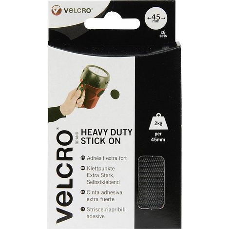VELCRO Brand VEL-EC60248 Stick On Coins 45mm x 6 Sets Black VEL60248