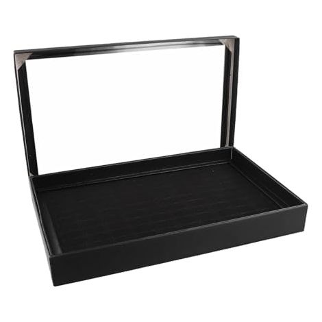Ringständer mit 100 Fächern, Außenmaterial aus Kunstleder, Innenfutter aus Schwammveloursleder zum Schutz der Ringe (schwarz) (1/5)
