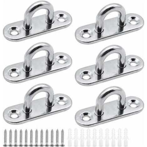 6 pièces plaques à œillets Plaque de Couverture en Acier Inoxydable Plaque de mât de 5mm Crochets de Fixation Robustes pour Crochets muraux chaises suspendues auvent Accessoires de Bateau etc (1/4)