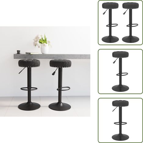 Tabourets de bar lot de 2 noir velours - Tabouret De Bar - Chaise De Comptoir - Fauteuil De Bar - Meuble De Salon - Mobilier Moderne (1/5)