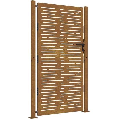 Puerta de jardín 105x180 cm de acero corten con diseño cuadrado vidaXL